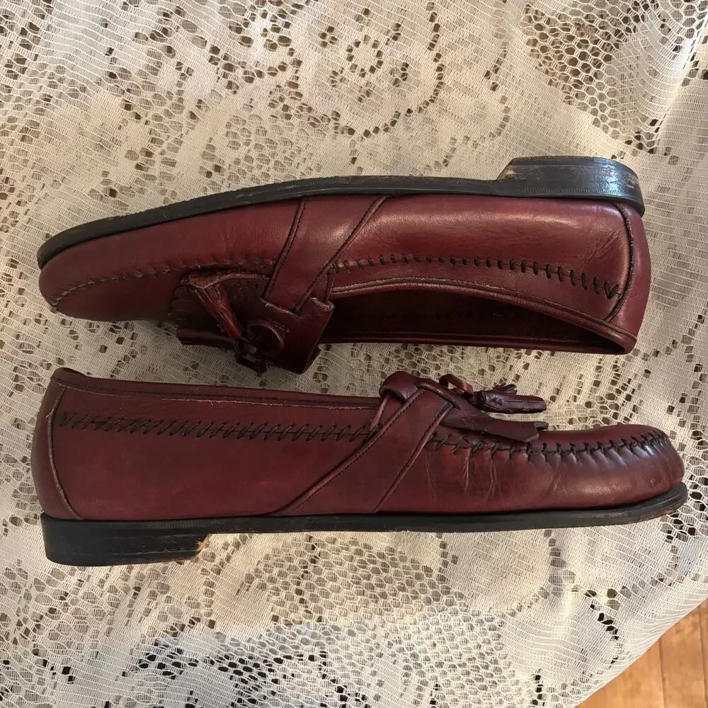 Johnston & Murphy Men's US 11 M Burgundy Leather Kiltie Tassel Loafers